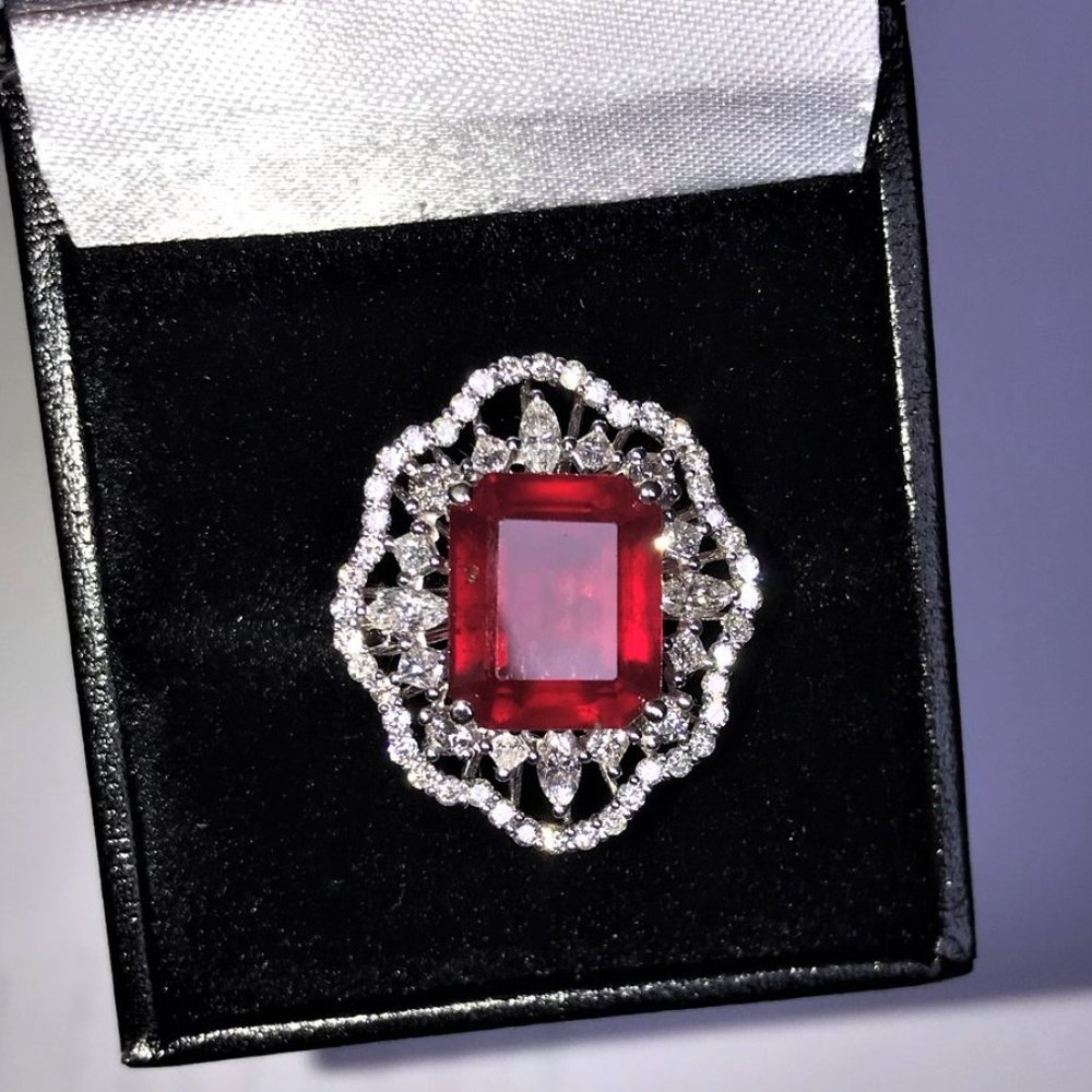 SOLD 14K Gold 9.64tcw. Ruby and Diamond Ring - Picture 8 of 17